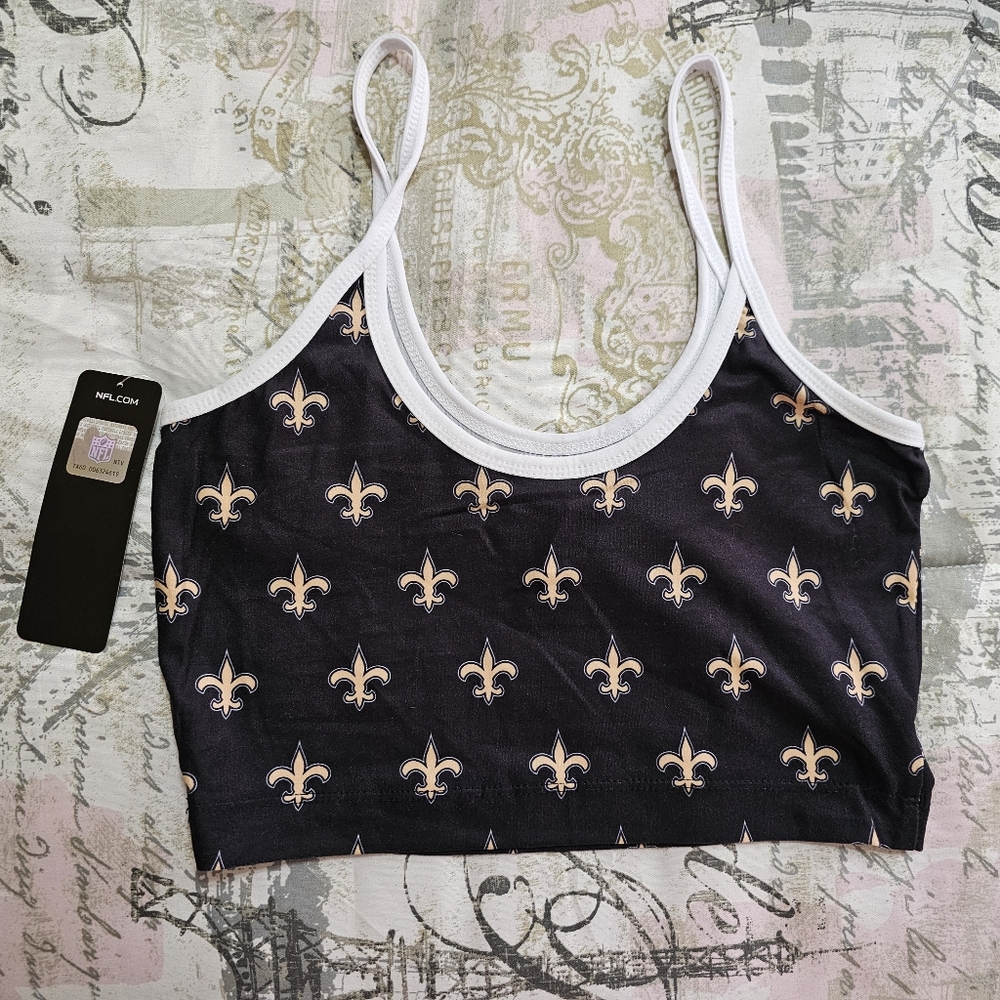New Orleans Saints crop tank top Fleur-de-lis pattern